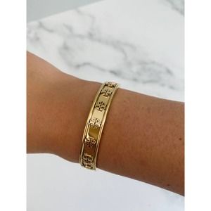 Tory Burch Gold Raised Logo Cuff Bracelet